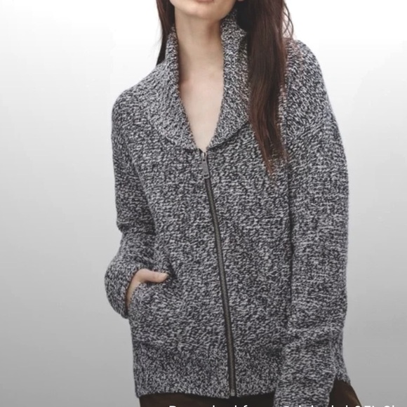 ARITZIA TNA TELLURIDE WOOL SWEATER, SHAWL COLLAR, Full Zipper, Size Small - Picture 2 of 14